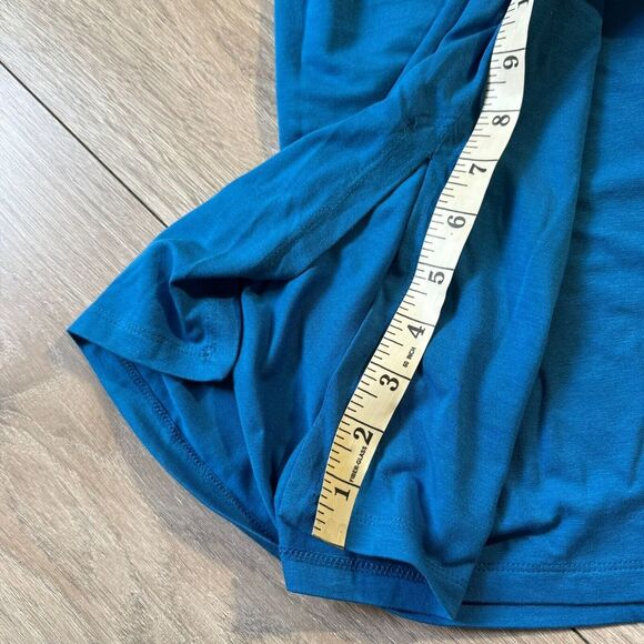 NWOT Eileen Fisher Mock Neck Tie Waist Sleeveless Knee Length Dress Marine Blue - Picture 12 of 12